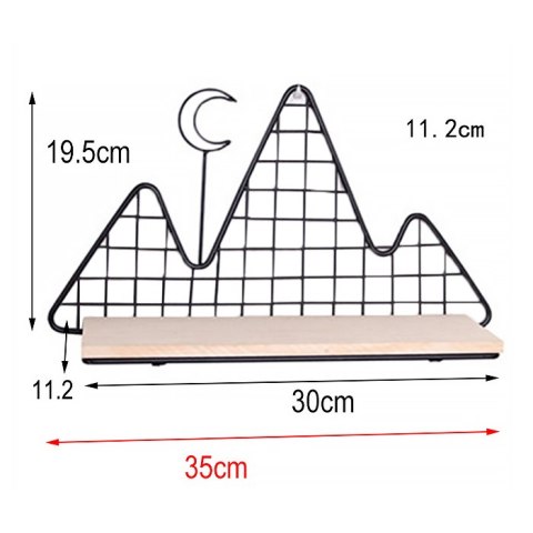 Półka dekoracyjna w kształcie gór styl LOFT- czarna