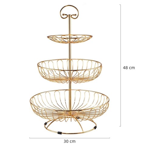 KOSZYK PIĘTROWY PATERA NA OWOCE 3 POZIOMY E-8182 GOLD ELITEHOFF