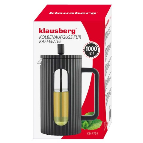 ZAPARZACZ TŁOKOWY DO KAWY/HERBATY 1000ml KLAUSBERG KB-7751 CZARNY KLAUSBERG