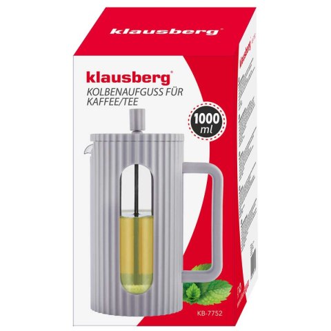 ZAPARZACZ TŁOKOWY DO KAWY/HERBATY 1000ml KLAUSBERG KB-7752 SZARY KLAUSBERG