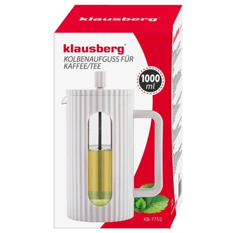 ZAPARZACZ TŁOKOWY DO KAWY/HERBATY 1000ml KLAUSBERG KB-7753 BIAŁY KLAUSBERG