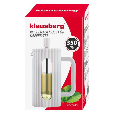 ZAPARZACZ TŁOKOWY DO KAWY/HERBATY 350ml KLAUSBERG KB-7743 BIAŁY KLAUSBERG