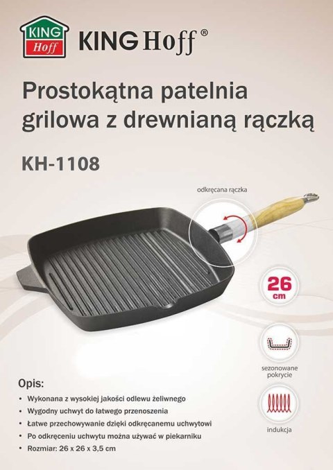 ŻELIWNA PATELNIA GRILLOWA KINGHOFF KH-1108 26cm KINGHOFF