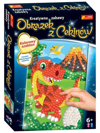 Dinozaur TREX wulkan obrazek z cekinów Kreatywne Zabawy RANOK