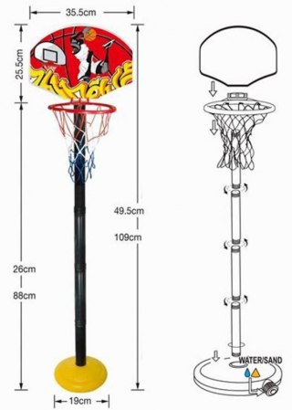 Zestaw Koszykówka stojak obręcz piłka pompka MADEJ