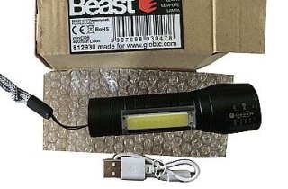 Aluminiowa LATARKA KIESZONKOWA BIWAKOWA na USB BEAST