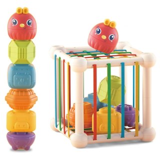 WOOPIE BABY Elastyczna Kostka Sensoryczna Sorter dla Dzieci Zwierzątka + Grzechotka 7 el. Woopie Baby