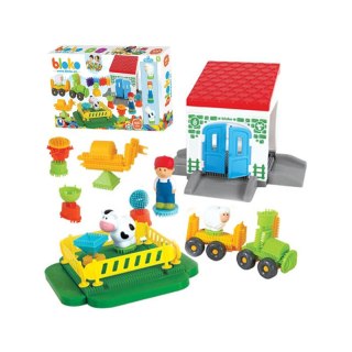 MOCHTOYS Klocki Jeżyki Pin Bricks FARMA w Kartonie 100 el. + 3 Figurki Woopie