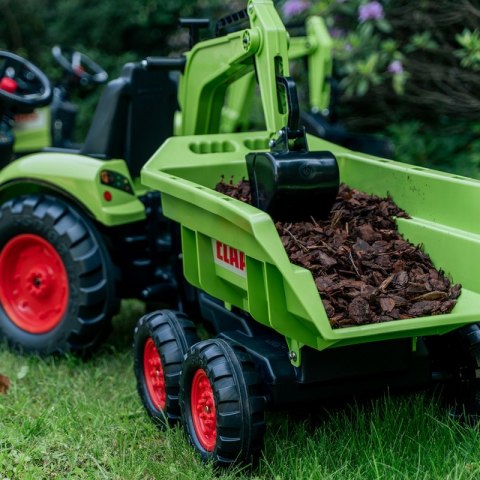 FALK Traktor CLAAS AVEC Zielony na Pedały z Przyczepką od 3 Lat FALK