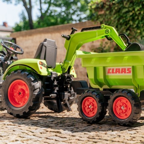 FALK Traktor CLAAS AVEC Zielony na Pedały z Przyczepką od 3 Lat FALK