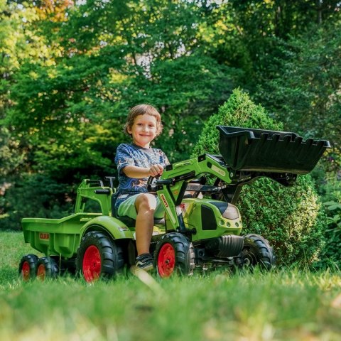 FALK Traktor CLAAS AVEC Zielony na Pedały z Przyczepką od 3 Lat FALK