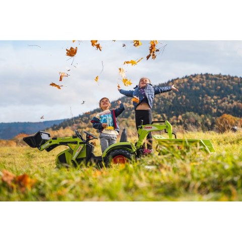 FALK Traktor CLAAS na Pedały z Przyczepą, Łyżką i Spychaczem od 3 Lat FALK