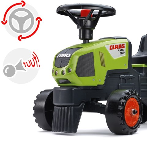 FALK Traktorek Baby Claas Axos 310 Zielony z Przyczepką od 1 roku FALK