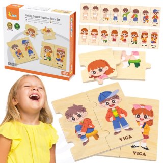 VIGA Drewniana Układanka Edukacyjna Dzieci Ubieranie Puzzle Viga Toys