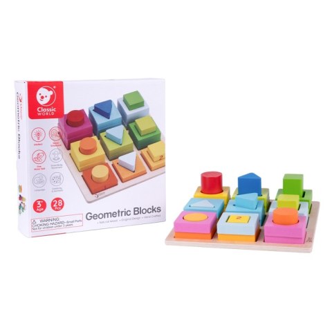 CLASSIC WORLD Układanka Nauka Kształtów i Liczenia 5w1 Domino Sorter MONTESSORI 28 el. Classic World