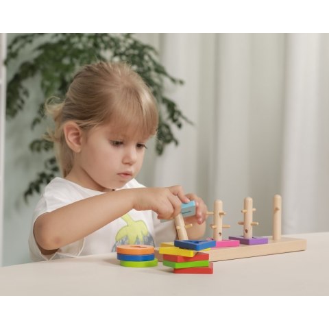 VIGA Drewniane klocki z sorterem kształtów Montessori Viga Toys