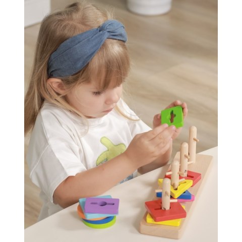 VIGA Drewniane klocki z sorterem kształtów Montessori Viga Toys