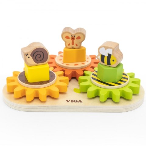 VIGA Drewniany Sorter Koła Zębate "Kształty i Mechanizmy" Viga Toys