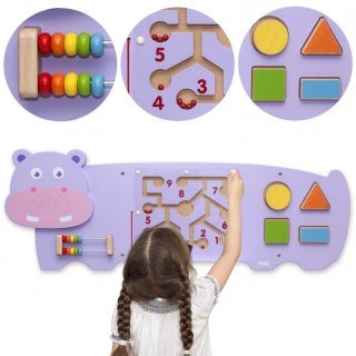 VIGA Tablica Sensoryczna Manipulacyjna Hipopotam Certyfikat FSC Montessori Viga Toys