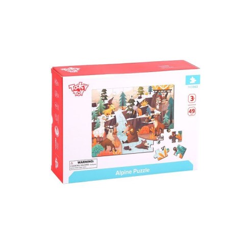 TOOKY TOY Puzzle z Woreczkiem Alpejskie Zwierzęta i Krajobraz 49 el. Tooky Toy