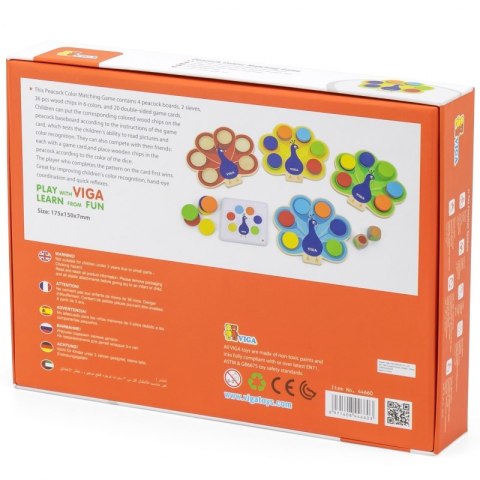 VIGA Drewniana Gra Dopasuj Kolory Pawi Ogon Montessori + Karty Viga Toys