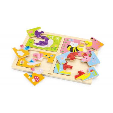 VIGA Drewniane Puzzle Owady 4w1 Viga Toys