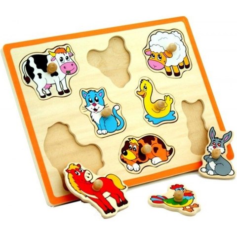 VIGA Drewniane Puzzle Zwierzęta z Farmy Układanka Viga Toys