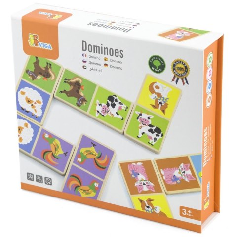 VIGA Edukacyjne Klocki Domino Drewniane gra Farma 28 elementów Montessori Viga Toys