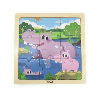 VIGA Poręczne Drewniane Puzzle Hipopotamy 9 elementów Viga Toys