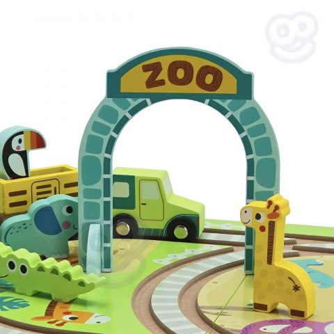 Tooky Toy Drewniana Walizka Tor ZOO Zwierzęta Pojazd Wagoniki Tooky Toy