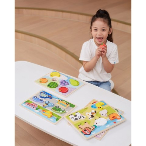 VIGA Drewniane Puzzle Układanka Montessori 2w1 Figurki Farma Viga Toys