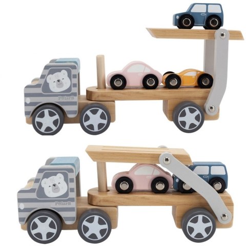 VIGA PolarB Drewniana laweta z samochodzikami Montessori Viga Toys