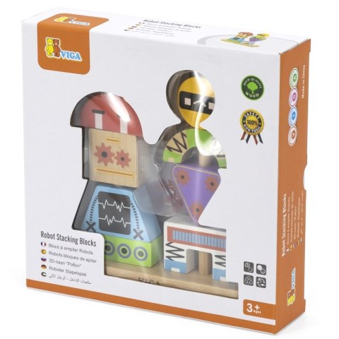 VIGA Układanka Piramidka Roboty + Wzory 8 el. Viga Toys