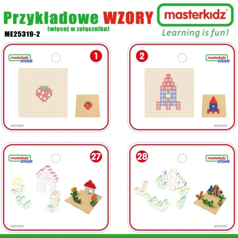 MASTERKIDZ Drewniany Stół Edukacyjny + AKCESORIA STEM WALL + 135 Klocków Masterkidz