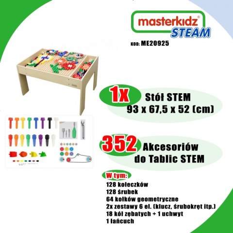 MASTERKIDZ Drewniany Stół Edukacyjny +AKCESORIA STEM WALL Masterkidz