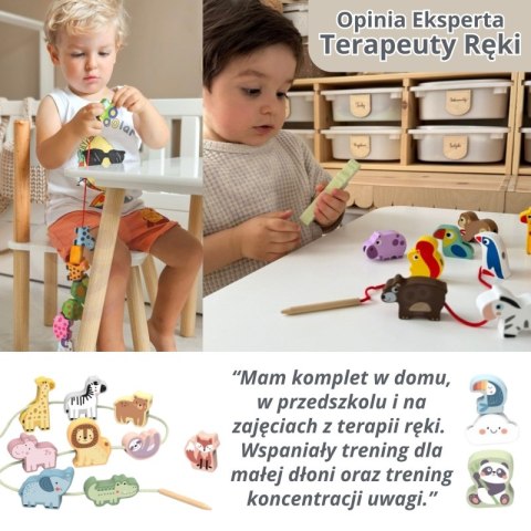 VIGA Drewniana Przeplatanka Klocki Farma do Nawlekania Montessori Viga Toys