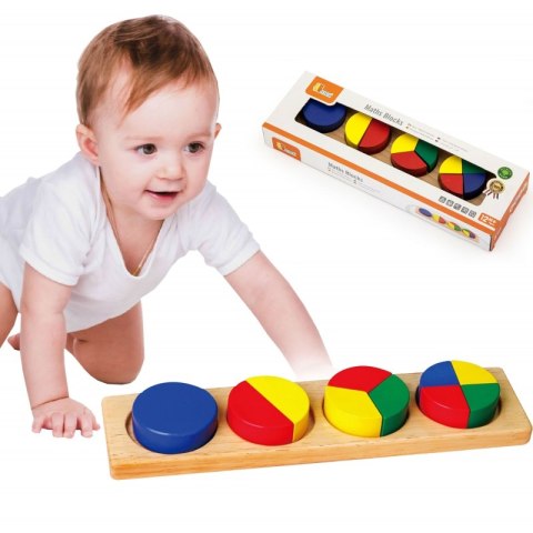 VIGA Drewniana Układanka Klocki Matematyczne Ułamki 10 Klocków Montessori Viga Toys