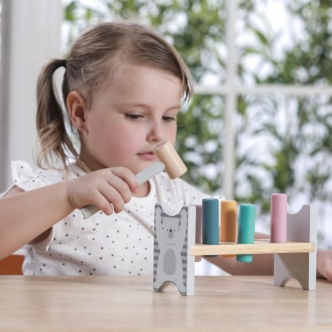 VIGA PolarB Drewniana Ławeczka Przebijanka Wbijanka z Młotkiem - Montessori Viga Toys