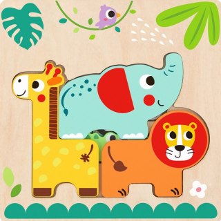 Tooky Toy Drewniane Puzzle Montessori Wielowarstwowe Tablica Zwierzątka Leśne 7 el. Tooky Toy