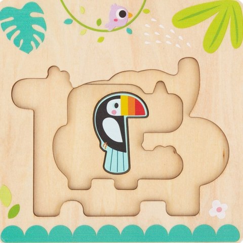 Tooky Toy Drewniane Puzzle Montessori Wielowarstwowe Tablica Zwierzątka Leśne 7 el. Tooky Toy