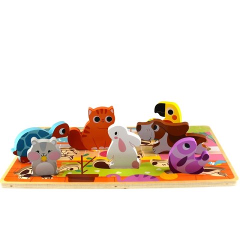 Tooky Toy Drewniane Puzzle Montessori Zwierzątka Dom Dopasuj Kształty Tooky Toy