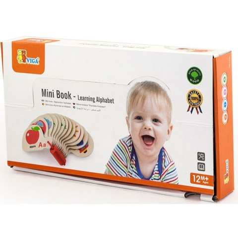 VIGA Drewniana Książeczka do Nauki Alfabetu i Angielskiego Montessori Viga Toys