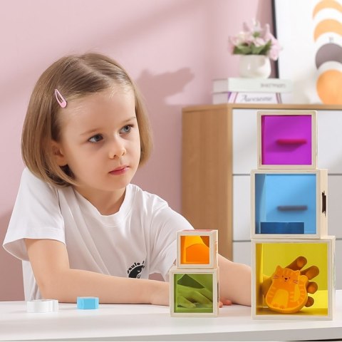 VIGA Drewniana Piramidka Układanka Klocki Sorter Montessori Viga Toys