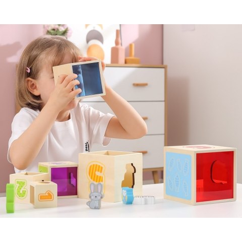 VIGA Drewniana Piramidka Układanka Klocki Sorter Montessori Viga Toys