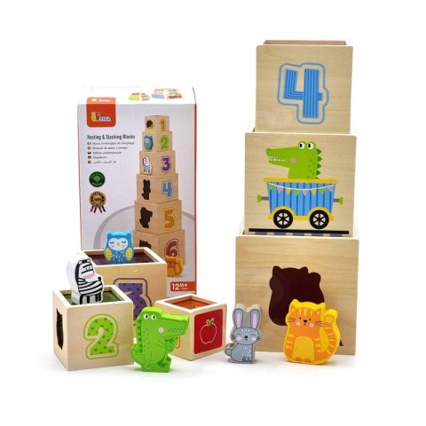 VIGA Drewniana Piramidka Układanka Klocki Sorter Montessori Viga Toys