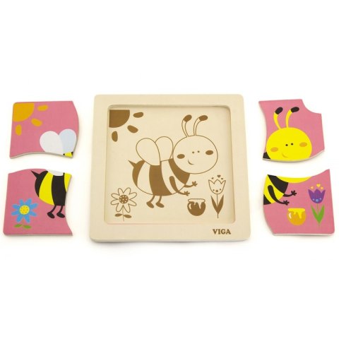 VIGA Poręczne Drewniane Puzzle Pszczoła Viga Toys