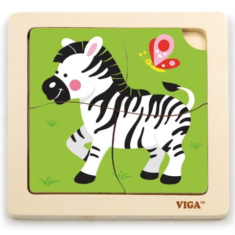 VIGA Poręczne Drewniane Puzzle Zebra Viga Toys