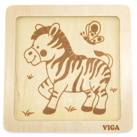 VIGA Poręczne Drewniane Puzzle Zebra Viga Toys