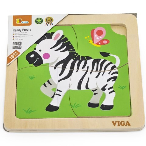 VIGA Poręczne Drewniane Puzzle Zebra Viga Toys