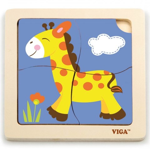 VIGA Poręczne Drewniane Puzzle Żyrafa Viga Toys